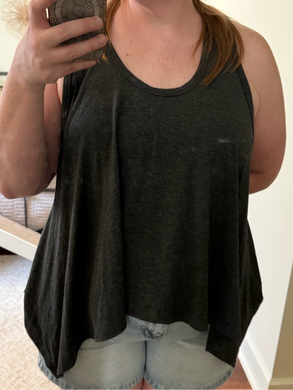 Zenana Shark Bite Charcoal Swing Tank Top
